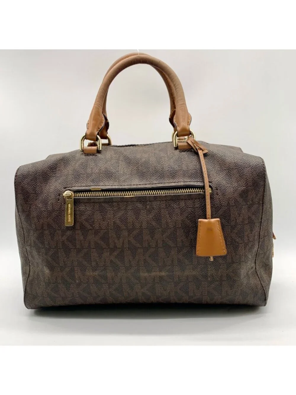 Michael Kors Large Brown Monogram Coated Canvas Kirby Satchel